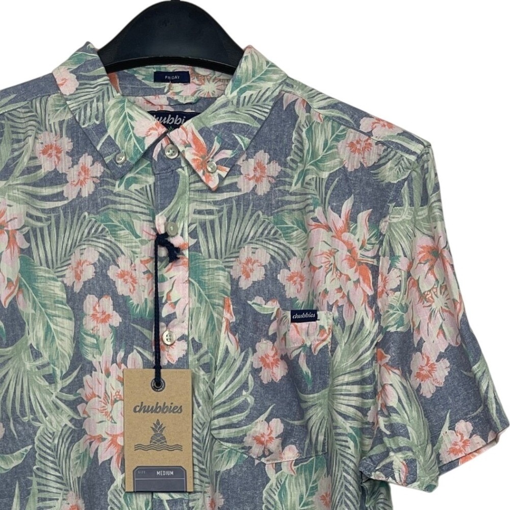 NEW Chubbies Resort Weave Friday Shirt The Resort Wear Mens M Floral Blue